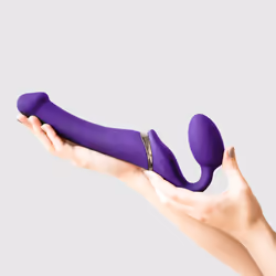 Strap-on-me Vibrating Remote Controlled 3 Motors, Godemichet fantaisie, Sexe anal, Sexe vaginal, Violet, Silicone, Naturel, B ...