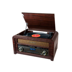 Muse MT-115 DAB platine Tourne-disque à entraînement direct Noir, Bois Semi-automatique