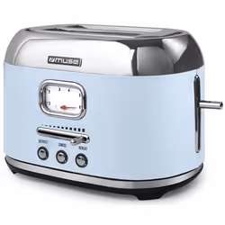 Muse MS-120 AG Grille-Pain, 2 part(s), Bleu, Acier inoxydable, Boutons, Niveau, 1000 W, 220 - 240 V