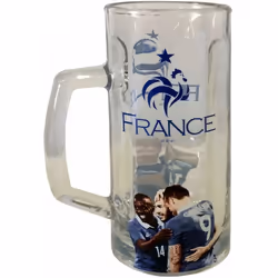 Chope à bière FFF En verre Dim : 18.5 x 8 cm