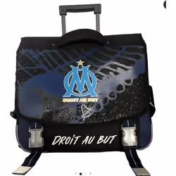 Cartable à roulettes 41 cm noir et bleu OM
