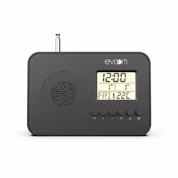 Radio réveil intelligent EVOOM LEKIO avec affichage de la date heure température et humidité - Noir