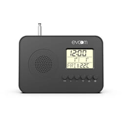 Radio réveil intelligent EVOOM LEKIO avec affichage de la date heure température et humidité - Noir