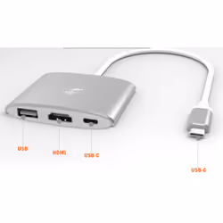Mobility Lab Adaptateur multiport AV numérique USB-C, 3840 x 2160 pixels, 1080p, Argent, Blanc, 1 pièce(s)
