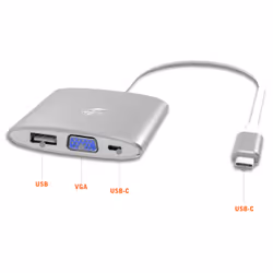 Mobility Lab Adaptateur multiport VGA USB-C, 1080p, Argent, Blanc, 1 pièce(s)