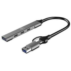Mobility Lab - Hub usb-c Ultra Slim + Adaptateur usb-c femelle/USB-A male avec 1 port usb-a 3.0 et 3 ports usb-c Gris