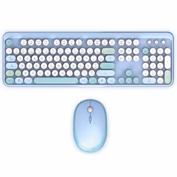 Combo sans fil clavier + souris - MOBILITY LAB - Pure Color - Bleu - Design ergonomique - Frappe discrete