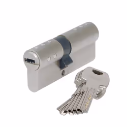 Cylindre laiton nickelé 16 pistons Haute sécurité 16 pistons sur 3 axes Clé réversible Pistons et goupilles renforcés anti-pe ...