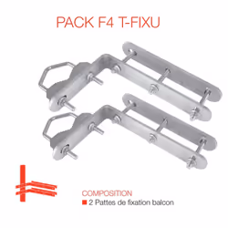 Pack de fixation universelle en acier galvanisé pour une antenne satellite sur un balcon exterieur PACK F4 TELEFUNKEN T-FIXU  ...