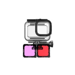 Caisson étanche pour GoPro Hero 8 - IBROZ - filtre rouge et violet - plongée jusquà 50m