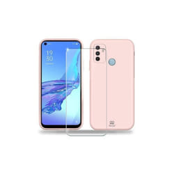 Coque - IBROZ - Oppo Reno A53S - Silicone rose - Verre trempé 9H - Protection chocs et éraflures