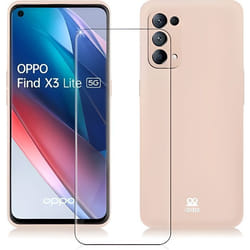 Coque et verre trempé - IBROZ - Oppo Find X3 Lite - Silicone rose - Protection 9H - Compatible induction