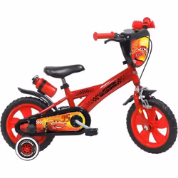 Vélo enfant 12 CARS / DISNEY avec 1 frein - plaque avant bidon et porte bidon + 2 stabilisateur amovibles.