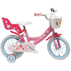 Vélo 14 Fille Licence Princess pour enfant de 4 à 6 ans avec stabilisateurs à molette  2 freins & accessoires