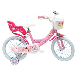 Vélo 16 Fille Licence Princess pour enfant de 4 à 6 ans avec stabilisateurs à molettes 2 freins & accessoires