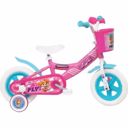 Vélo 10 enfant Stella Pat Patrouille Fille avec panier avant garde boue carte roues bâtons & 2 stabilisateurs