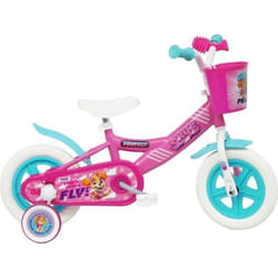 Vélo 10 enfant Stella Pat Patrouille Fille avec panier avant garde boue carte roues bâtons & 2 stabilisateurs