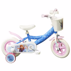 Vélo 10 enfant Reine des neiges avec 1 frein panier avant garde-boues carter roues à bâtons & 2 stabilisateurs amovibles !