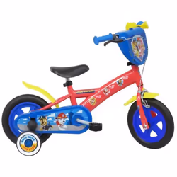 Vélo 10 enfant PatPatrouille avec plaque avant décorative garde-boues carter roues à bâtons & 2 stabilisateurs amovibles !