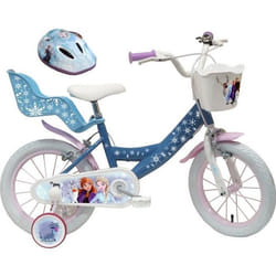 Vélo enfant fille 14 La Reine des Neiges 2 - équipé de 2 freins + Porte Poupée Panier et Casque inclus !