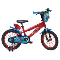 Vélo enfant 14 Garçon SPIDERMAN pour enfant 90 cm à 105 cm équipé de 2 freins plaque avant  bidon arrière & stabilisateurs.