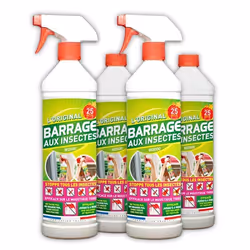 TELESHOPPING - Lot de 4 Barrage aux Insectes W2000 (4x1L) avec 2 Vaporisateurs- Stoppe tous les Insectes Volants et Rampants