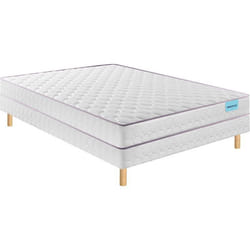 Ensemble Merinos matelas ressorts ensachés Natty sommier Twist et pieds 140x190