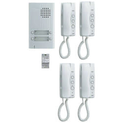 Aiphone - Kit audio platine alu saillie 4 boutons, 4 combinés et 1 transformateur - KITDA4