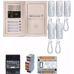Description générale Pack audio Aiphone GTBA5E conçu pour 5 logements, avec une platine de rue encastrée et 5 postes audio GT ...