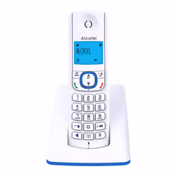 Alcatel F530, Téléphone DECT, Combiné sans fil, Haut-parleur, 50 entrées, Identification de l'appelant, Bleu, Blanc