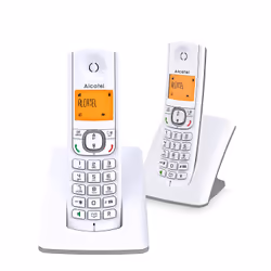 Alcatel F530, Téléphone DECT, Combiné sans fil, Haut-parleur, 50 entrées, Identification de l'appelant, Gris, Blanc