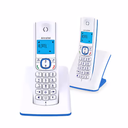 Alcatel F530, Téléphone DECT, Combiné filaire, Haut-parleur, 50 entrées, Identification de l'appelant, Bleu, Blanc