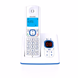 Alcatel F530, Téléphone DECT, Combiné filaire, Haut-parleur, 50 entrées, Identification de l'appelant, Bleu, Blanc