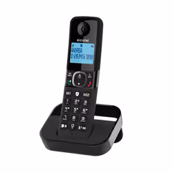Alcatel F860, Téléphone analog/dect, Combiné sans fil, Haut-parleur, 100 entrées, Identification de l'appelant, Noir