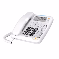 Alcatel TMAX 70, Téléphone analog/dect, Combiné filaire, Haut-parleur, 99 entrées, Identification de l'appelant, Blanc