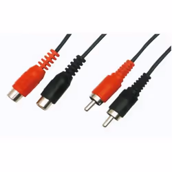 Waytex 5m 2x RCA M/F, 2 x RCA, Mâle, 2 x RCA, Femelle, 5 m, Noir