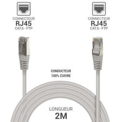 Waytex 33020 câble de réseau Gris 2 m Cat6 F/UTP (FTP)