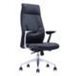Fauteuil de Direction Ergonomique Synchrone waytex Simili cuir Noir avec Appui-tête intégré Pied et Accoudoirs aluminium