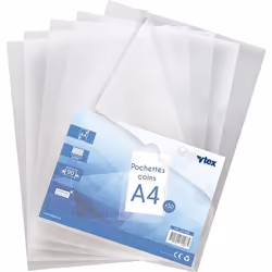 Pochettes coin transparentes A4 - Waytex - 931308 - 90 microns - Antiglisse - Antistatique