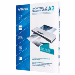 Pochettes de plastification 75 microns par face - Format A3 - Pack de 100