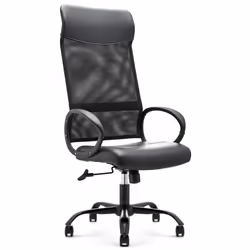 Fauteuil de bureau basculant waytex - Dossier aéré - Simili cuir - Accoudoirs - Pied Métal Noir