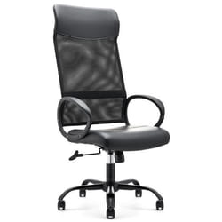 Fauteuil de bureau basculant waytex - Dossier aéré - Simili cuir - Accoudoirs - Pied Métal Noir