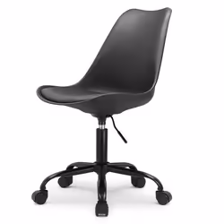 Chaise de Bureau Scandinave à roulettes avec hauteur réglable coussin dassise intégré - Noir