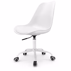 Chaise de Bureau Scandinave à roulettes avec hauteur réglable coussin dassise intégré - Blanche