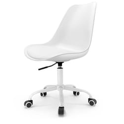 Chaise de Bureau Scandinave à roulettes avec hauteur réglable coussin dassise intégré - Blanche