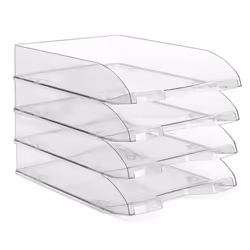 Corbeilles à Courrier A4 Plastique Transparent - WAYTEX - Pack de 4