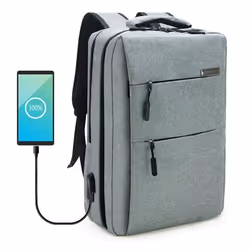 Sac à Dos Ordinateur 15 Pouces WAYTEX - Imperméable - 2 Compartiments - Port USB - Gris