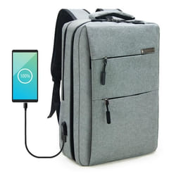 Sac à Dos Ordinateur 15 Pouces WAYTEX - Imperméable - 2 Compartiments - Port USB - Gris