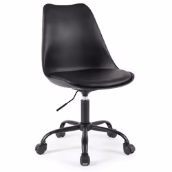 Chaise de Bureau Scandinave à roulettes avec hauteur réglable coussin dassise intégré et pied couleur assortie - Noir