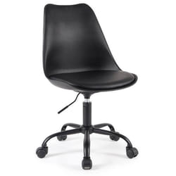 Chaise de Bureau Scandinave à roulettes avec hauteur réglable coussin dassise intégré et pied couleur assortie - Noir